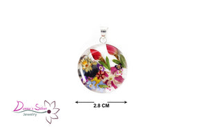 Dije circular con flores varias (DSDJFL-15)